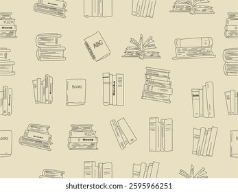 Books outline sketch set. Bookstore, library line symbols. Pile of books silhouettes. Closed and open books. Library, book shop icons. Set of books doodles. Hand drawn library doodle set. Vintage 