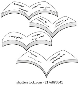 Books paper icons. Set for paper design. Vector illustration. Stock image. 