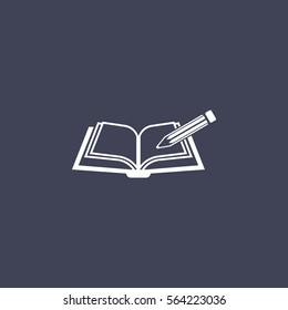Books with pencil and pencil icon