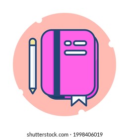 Bücher und Bleistift, Vektorsymbol. Bildungs-Objektsymbol