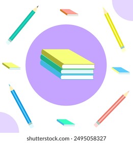 Books and pencils for students vector school supplies