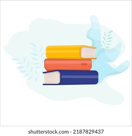 Los libros se acumulan. Pila de libros. Educación.  Libros de texto. Icono. Ilustración plana vectorial.