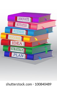 Books in a pile vertically, concept for modern person for success in business