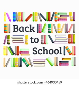 Books in public library, back to school and education concept in card or banner
