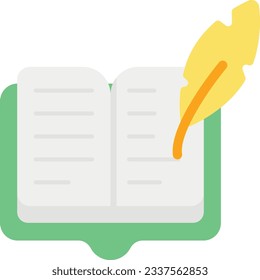 books with quill flat icons design