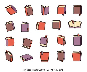 Libros para leer. Educación y conocimiento. Estilo dibujado a mano. Dibujo de Vector. Colección de Elementos de diseño.