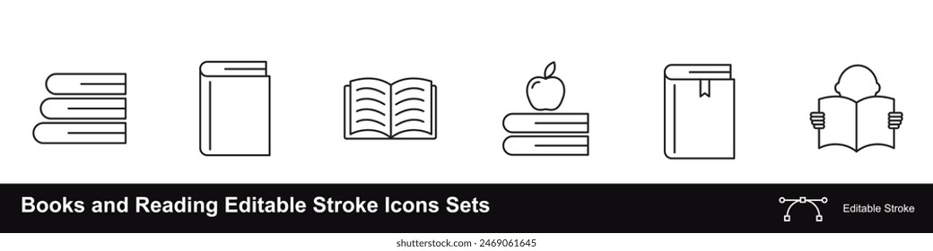 Books and Reading Editable Stroke Icons Sets