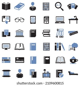 Books And Reading Icons. Two Tone Flat Design. Vector Illustration.