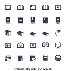 Books, reading and learning icon set