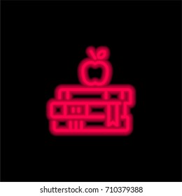 Books red glowing neon ui ux icon. Glowing sign logo vector