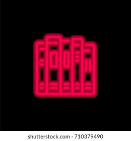 Books red glowing neon ui ux icon. Glowing sign logo vector