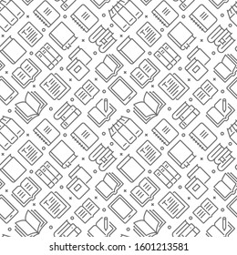 Books related seamless pattern with outline icons