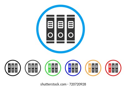 Books rounded icon. Style is a flat books gray symbol inside light blue circle with black, gray, green, blue, red, orange variants. Vector designed for web and software interfaces.
