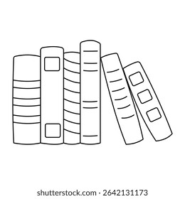 Books in a row. Doodle line vector illustration.