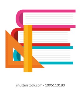 books school pile with rules icon