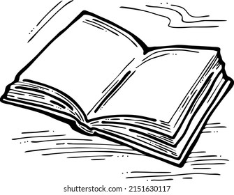 Books for school study or university education, write diploma, working in classroom. Student, teacher, writer, child  use book get new knowledge, hobby. Hand drawn retro vintage vector illustration.