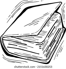 Books for school study or university education, write diploma, working in classroom. Student, teacher, writer, child  use book get new knowledge, hobby. Hand drawn retro vintage vector illustration.