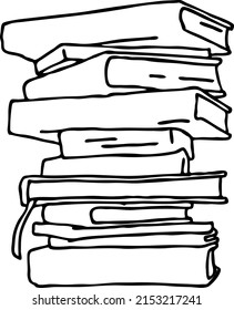 Books for school study or university education, writing diploma, working in classroom. Student, teacher, writer, child  use book get new knowledge, hobby. Hand drawn simple line vector illustration.
