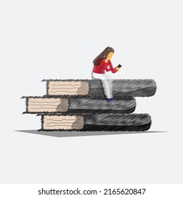 Books scribble vector art illustration