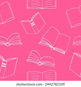 books seamless pattern. hand drawn doodle style.