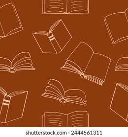 books seamless pattern. hand drawn doodle style.