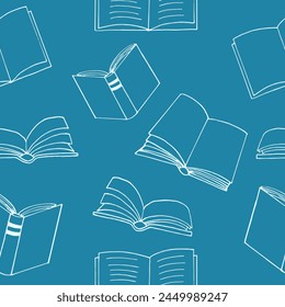 books seamless pattern. hand drawn doodle style.
