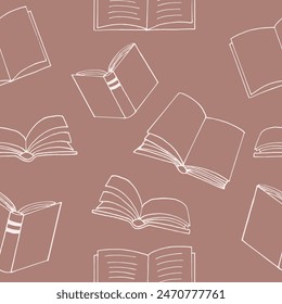 books seamless pattern. hand drawn doodle style.