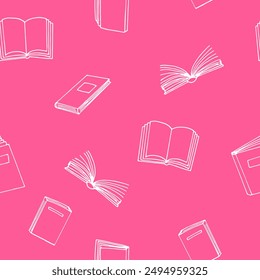 books seamless pattern. hand drawn doodle style.