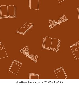 books seamless pattern. hand drawn doodle style. vector, minimalism, monochrome. reading, education, bookstore, science