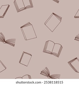livros padrão perfeito. estilo de doodle desenhado à mão. vetor, minimalismo, monocromático. leitura, educação, livraria, ciência