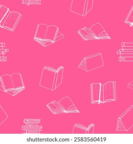 books seamless pattern. hand drawn illustration in doodle style.