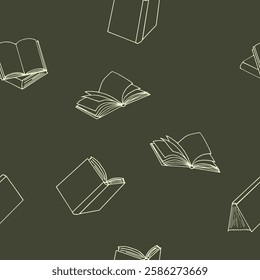 books seamless pattern. hand drawn illustration in doodle style.