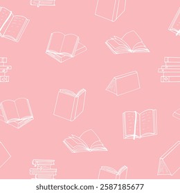 books seamless pattern. hand drawn illustration in doodle style.