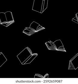 books seamless pattern. hand drawn illustration in doodle style.