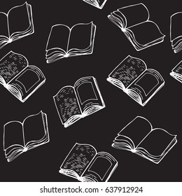 books seamless pattern on the black background