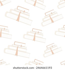 Books seamless pattern. Stack of books endless background. Vector hand drawn flat illustration.