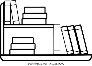 Books Self Line Art Vector Illustration