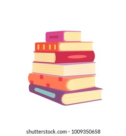 Books set in cartoon design style isolated on white background, vector illustration.