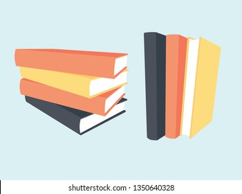 Books set in flat design style isolated.Concept for education and study.