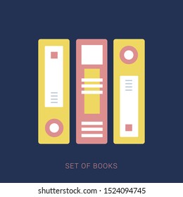 Books set flat design style, vector illustration. Minimal flat icon