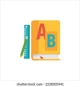 Libros ajustados en estilo de diseño plano, ilustración vectorial