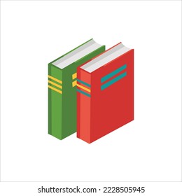 Libros ajustados en estilo de diseño plano, ilustración vectorial