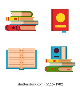 Books set in flat design style vector illustration