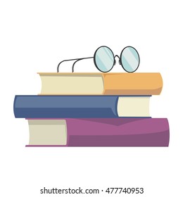 Books set and glasses