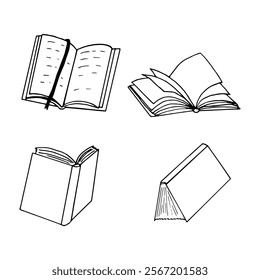 books set icon. hand drawn illustration in doodle style. vector, minimalism, monochrome