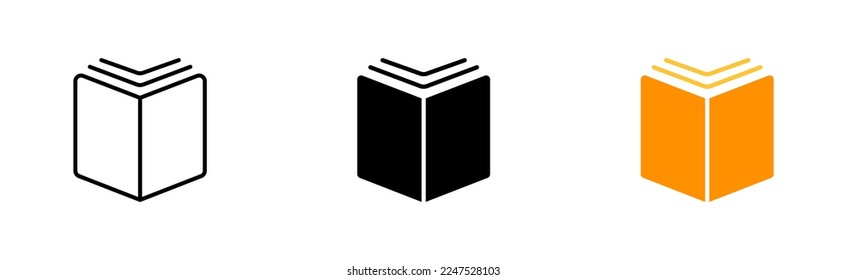 Los libros establecen un icono. Papel, digital, electrónico, audio, descarga, escucha, nota, marcador. Concepto de conocimiento. Icono de vector en línea, estilo negro y colorido sobre fondo blanco