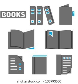books set, icon set, vector
