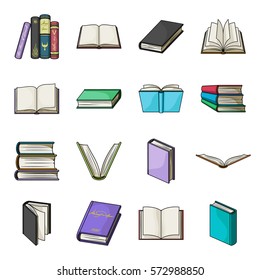 Books set icons in cartoon style. Big collection of books vector symbol stock illustration
