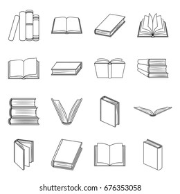 Books set icons in line style. Big collection of books vector symbol stock illustration