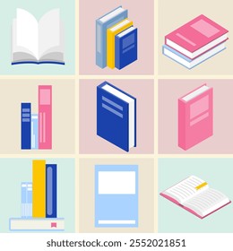 Books, set of books, set of books isolated. Vector, cartoon illustration. vector.